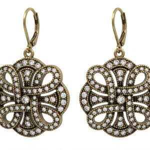 Jewel Kade Gallery Collection Brass & Crystal Floral Knot Earrings